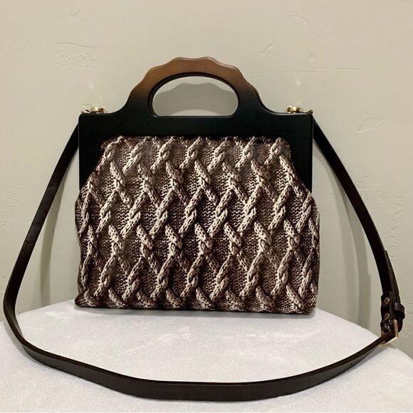 Handmade Genuine Hair-on Calf-hide Wooden Frame Top Handle Bag & 2 Strap Styles - Picture 4 of 16